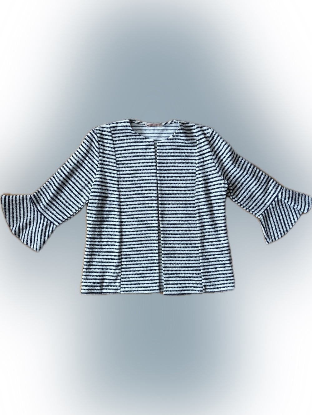 Striped Open-Front Blazer Jacket in Black & White